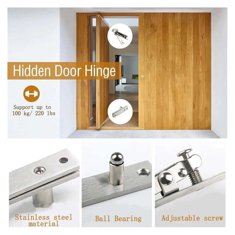 360 Degree Heavy Duty Pivot Hinge For Hidden Doors And Bookshelves, stainless steel hardware with adjustable screw and ball bearing