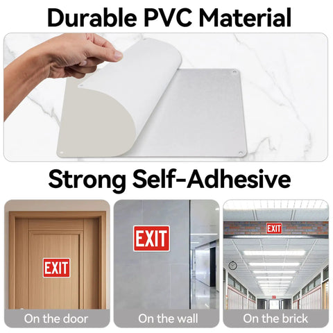5 Pack Exit Signs For Doors And Walls, High Visibility Red Safety Stickers, Premium Self Adhesive Vinyl, Easy To Install, Durable Wall Or Door Mount, Ideal For Office Buildings, Schools, Retail Stores, And Commercial Spaces on PVC sign sheet