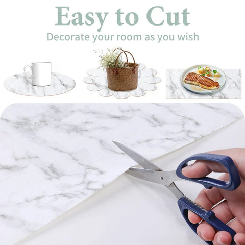 Heavy Duty 12X20FT White Marble Shelf And Drawer Liner Non Skid Waterproof Cabinet Paper For Kitchen Pantry Fridge Bathroom Vanity Easy Peel And Clean With Bonus Cutting Knife And Tape Included