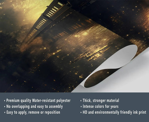 Steam Train Mural Wall Wallpaper Large Locomotive Scene For Bedroom And Living Room Industrial Retro Train Wall Art Dope Vibe 98 By 69 Inches Not Peel And Stick Multi Panel Cut with rolled corner detail and material description.