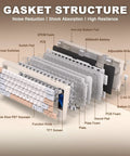 Detailed view of the internal components of the Slick Wireless Mechanical Keyboard Featuring Sixty Eight Keys In Warm Beige.