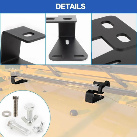 Hi Lift Jack Hood Mount Brackets For Jeep Wrangler YJ TJ JK, Beefy Heavy Duty Black Pair, 3/16 Inch Steel, installation details
