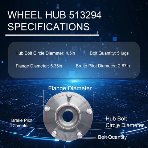 Specifications diagram for Direct Fit Front Wheel Bearing And Hub Assembly For Nissan Altima 2007 2008 2009 2010 2011 2012 2.5L