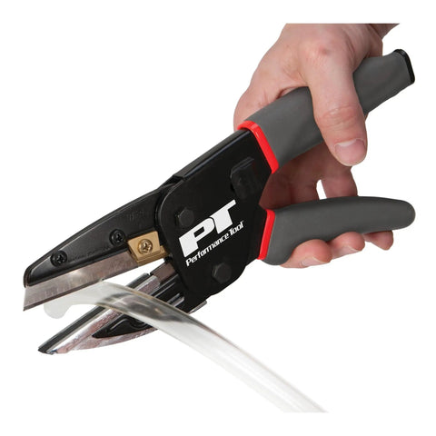 Three In One Power Cutting Tool that works as a wire cutter, box cutter and utility knife cutting a plastic tube