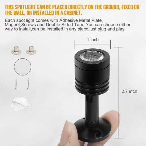 Versatile LED Indoor Spotlight Kit For Display Shelves Artwork Plants Jewelry And Cabinets with mounting hardware