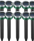Solar Powered Mole Repellent Pack For Outdoor Yard And Lawn Keep Moles Gophers Voles And Snakes Away With Ultrasonic Pest Control Spikes No Fuss Easy Install Eco Friendly Solar Sonic Barrier 10 Pack in image showing 10 solar ultrasonic spikes.