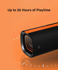 Close-up of Boom Out Loud Party Bluetooth Speaker 50W Power, displaying controls, designed for 26 hours playtime.