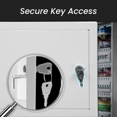 Secure key access on Dead Simple Six By Six Inch Drywall Access Panel Crafted From Bully Proof White Powder Coated Steel.