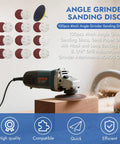 Angle grinder sanding wooden surface with 4 Inch Angle Grinder Sanding Discs Kit, 100 Piece Adhesive Sandpaper Discs 40 to 800 Grit