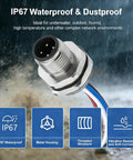 M12 4 Pin A Code Male Connector Cable 0.2M IP67 Waterproof Industrial Circular Connector Built Tough Back Mount Socket