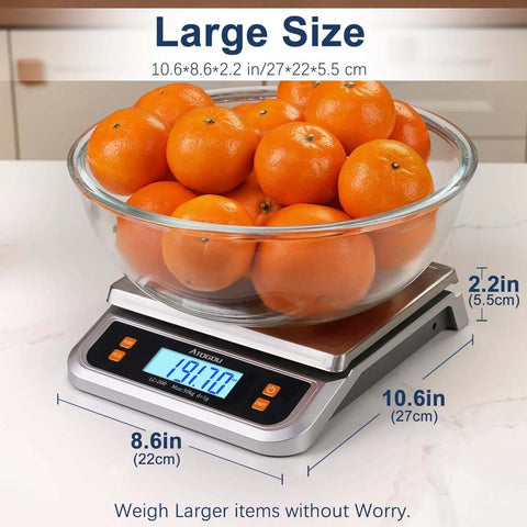 Beefy 88lb Heavy Duty Commercial Food Scale For Kitchen And Bakery, Stainless Steel Platform with Full View LCD Display