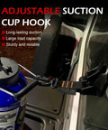 2 Pack Heavy Duty Car Suction Cup Hooks With Strong Anchor And Hook mounted on car window, holding blue container