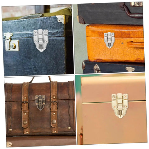Vintage Hasp Buckles Set 15Pcs installed on various jewelry boxes with antique finish and retro style hardware.