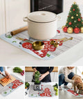 Cozy Christmas Dish Drying Mat For Kitchen Counter With Gnome And Snowflake Wood Grain Design Ultra Absorbent Microfiber Machine Washable 16 By 18 Inches under kitchen items