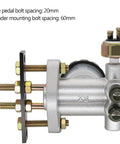 Side view of Go Kart Hydraulic Brake Master Cylinder Assembly for 90cc through 250cc with measurements displayed