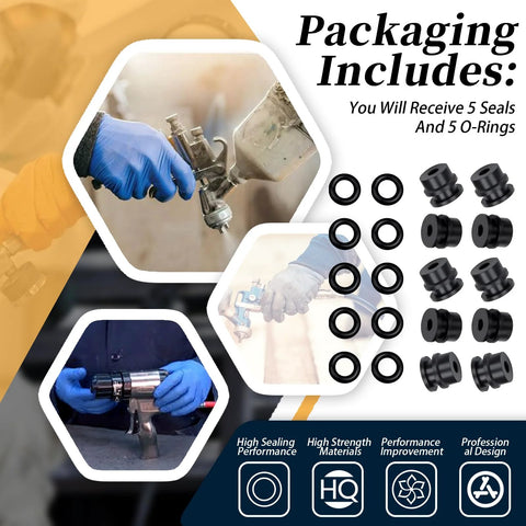 Side seals kit for Fusion Air Purge AP spray gun; includes 5 seals and 5 O-rings, black