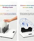 Quick Heat Thermal Binding Machine For Office Docs No Preheat Needed 3 Minute Melt Settings Auto Clamp Fan Cooling Fast Bind For Reports Contracts Proposals And File Binders, white unit