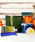 Heavy Duty Double Head Paint Roller Brush For Knocking Out Corners And Crisp Wall Edges Featuring An Ergonomic Handle with paint supplies.