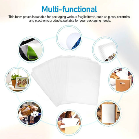 100 pcs white EPE foam pouches lightweight shockproof packing bags for electronics and fragile items protective wrapping for moving