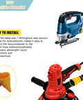 Diagram showing the Versatile 2.5 Inch Vacuum Hose Adapter Set With Multi Size Step Design Moisture Proof TPU 5 Piece Kit in use with power tools