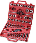 45-Piece Top Notch Large Size Tap And Die Set For SAE Threads With Coarse And Fine Teeth Includes Handle Wrench And Case