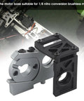 Front view of aluminum motor base with black mounting bracket for 1/8 scale RC brushless motor