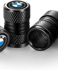BMW Tire Valve Stem Caps 4 Pack For Cars SUVs Trucks And Motorcycles Universal Fit Black Valve Caps Easy Hand Tighten