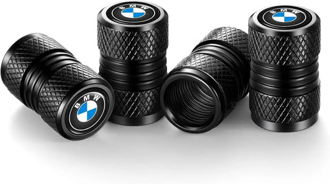 BMW Tire Valve Stem Caps 4 Pack For Cars SUVs Trucks And Motorcycles Universal Fit Black Valve Caps Easy Hand Tighten