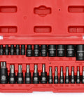 Torx Bit And Socket Set 25 Piece With 13 Star Bits T8 To T60 And 12 E Torx Sockets E4 To E22 Hardcore CRV Steel in red case.