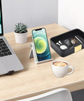 Leather Tray Desk Organizer For Jewelry Watches Keys And Small Essentials Must Have Luxury Nightstand And Entryway Storage Tray In Black