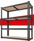 40 Inch Wide Heavy Duty Garage Shelving System With Rolled Edge Columns For Basement Pantry Storage And Workshop Organization Multipurpose Metal Shelves Sturdy Industrial Shelving Racks For Home And Office Use, 4-tier black metal unit