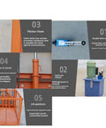 Heavy Hitter Electric Hydraulic Lift Table With A Rock Solid Steel Frame And No Sweat Push Button Raise Gear showing hydraulic station, oil cylinder, and lift platform.
