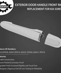 Kia Sorento Exterior Front Right Door Handle Replacement For 2011 2015 OEM Fit Passenger Side in chrome, product shown disassembled.