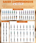 All In One Magnetic Screwdriver Set Saker 66 In 1 Portable Ratcheting Kit with detailed view of 62 multi-size bits layout