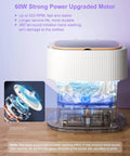 No Sweat Laundry Day With This Nifty 18L Folding Portable Washing Machine Featuring A Built In Spin Basket showing 60W motor and wash cycle.