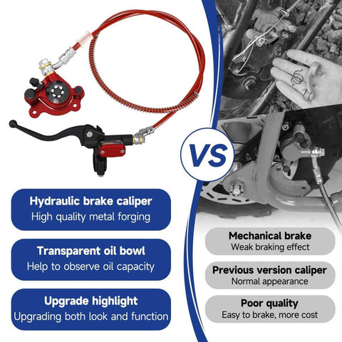 Must Have Mini Bike Hydraulic Brake Kit With Master Cylinder And Throttle Cable Assembly for DB30, showing brake components