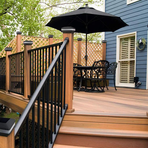 Deck with Solar Post Cap Lights Outdoor No Wiring Deck Lighting 52 LED 160 Lumen For 4x4 5x5 6x6 Wooden Posts IP65