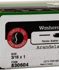 Fender washers, stainless steel, 3/16 in x 1 in, Hillman, pack of 100