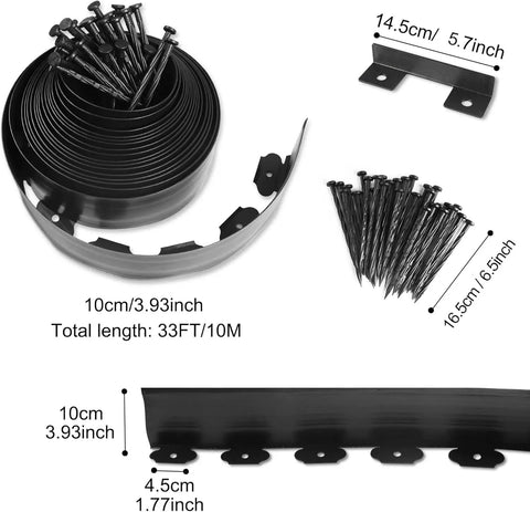 Easy Diy Garden Border Edging Roll 4 Inch High 66 Ft Total 2 Rolls Of 33 Ft With 100 Hard Stakes Flexible Plastic No Dig