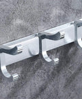 Super Sturdy Wall Mounted Coat Hooks Space Saving Aluminum Entryway Key Holder Rack Nordic Silver Finish, five hooks close-up view.