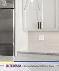 Kitchen with 2 Gang White Decorator And Toggle Wall Plate Set, Unbreakable Polycarbonate Construction, installed near countertop