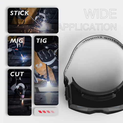 True Color Auto Darkening Welding Goggles With Wide Shade Range 4/5-9/9-13 for TIG, MIG, MMA, arc, plasma cutting, and grinding applications