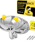 Go To Wall Mounted Eye Wash Station With Eyewash Sign For Emergency Eye And Face Washing In Commercial Settings Stainless Steel 304 Construction NPT Thread Plumbing Connection