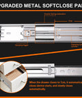 10 Inch Drawer Slides 4 Pairs Soft Close Full Extension Side Mount Cabinet Glides 100 Lb Capacity For Dresser Kitchen And Cabinets Smooth Quiet Rails For DIYers, metal soft-close mechanism