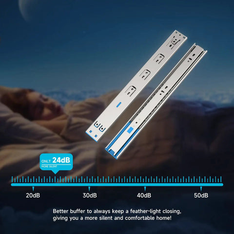 12 Inch Soft Close Drawer Slides Set Of 6 Pairs, Full Extension Side Mount Cabinet Hardware For More Cabinet Space With Easy Install, Screws Included, 1.77 Inch Wide, 0.5 Inch Thick, Rear Brackets Not Included, zinc-plated steel drawer slides