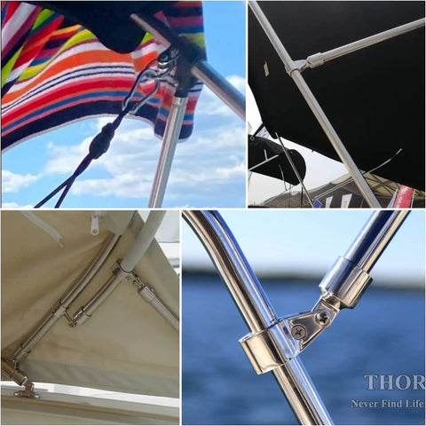 1 Inch Boat Bimini Top Hinged Jaw Slide Rail Mount Stainless Steel 316 Marine Hardware Pair with Locking Screw in use on boats