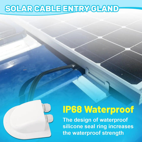 Waterproof ABS Solar Dual Cable Gland Box Two Pack White Outdoor Cable Entry on solar panel with IP68 waterproof seal