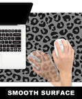 Extended Gaming Desk Mat XXL Full Coverage Mouse Pad For Huge Desks Black Leopard Print With Smooth Surface, laptop, mouse.
