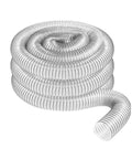 Heavy Duty Crush Proof Vacuum Hose That Delivers Serious Suction For Shop Vacuums And Dust Collectors Fifty Millimeter Clear Pvc Suction Tube Two Meters Long, coiled for easy storage.