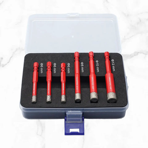 6 Pack Vacuum Brazed Diamond Drill Bits Set For Dry Masonry Core Drilling Ideal For Ceramic Tile Porcelain Glass Marble Hex Shank